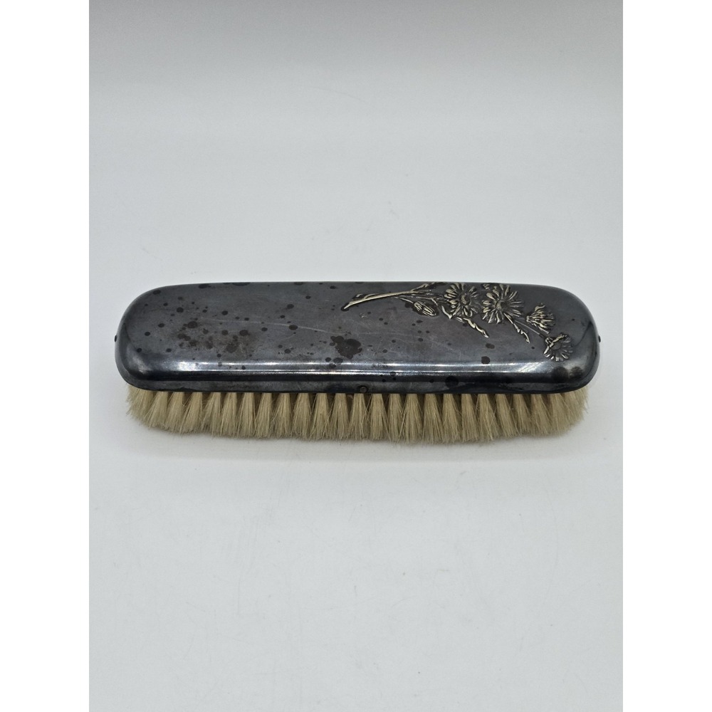 Antique Gero 90‎ Silverplate Floral Clothes Brush Dutch Vanity Grooming Brush
